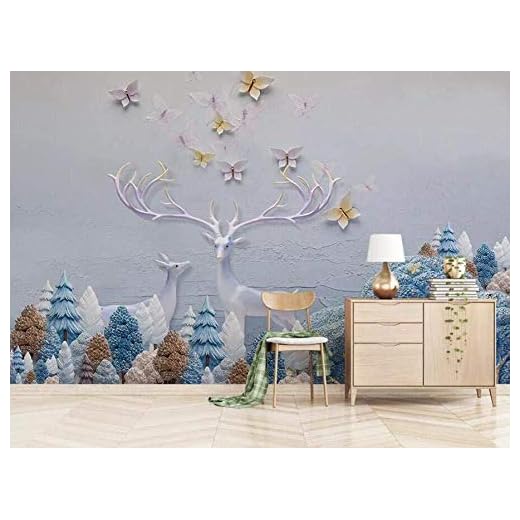 3D väggtapet älgskog handmålad relief nordiska coola fototapeter 3D modern väggbild tapet 3d väggbild tapet vintage modern bakgrundsbild 300 cm x 210 cm