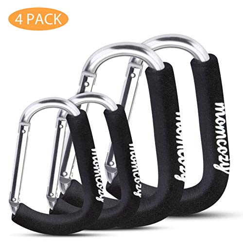 Stroller Hooks, Momcozy 4 Pack Stroller Clips, X-Large Baby Stroller Clips for Diaper