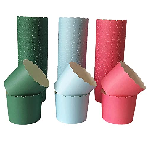 Nb Paper Baking Cups 90-Pack 6 Oz Greaseproof Baking Cups Cupcake Muffin Cases Disposable Cupcake Wrappers For Birthday Baby Shower Wedding And Party, Pure Blue Pink And Green Color #TOP3