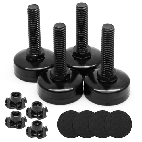 Luomorgo 4 Pcs Adjustable Leveling Feet with T-Nut, Anti Skid 3/8