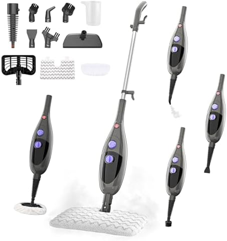 Steam Mop, 12-in-1 Detachable Handheld Steam Cleaner, 15s Fast Heat-Up Floor Steamer for Hardwood Floors, Tile, Carpet, Clothes, Windows & Furniture, Lightweight Design,Two-Sided Adjustable Mop Head