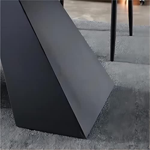 Expandable Dining Table For 6-10 Seat, Modern Style, Live Edge Design,Retractable,Tabletop Made From Rock Plate And Tempered Glass, Solid Carbon Steel Base, 35.4"D X 63"(+31.5 ")W X 30"H, Dark Grey #TOP5