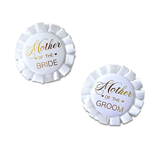 Gold Foil Mother of The Bride Satin Button and Mother of The Groom Satin Button