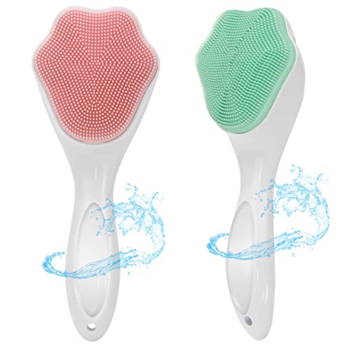 Silicone Face Scrubber 2 Pack Silicone Face Brush Exfoliating Brush, Coldairsoap Silicone Facial Cleansing Brush, Handheld Face Wash Brush For Pore Cleansing, Face Skincare, Removing Blackhead #TOP8