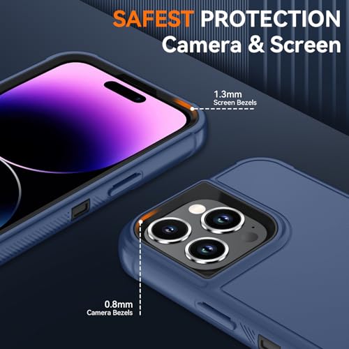 Image of SunStory Compatible with iPhone 14 Pro Max Case with HD Screen Protector, 3-Layer Heavy Duty Full-Body Cover,3 in 1 Hybrid Protective Case for iPhone 14 Pro Max 6.7 inch,Blue