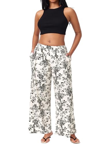 CIDER Wide Leg Palazzo Pants for Women with Pockets Elastic Business Causal Pants Women Summer for Beach Travel Trousers4