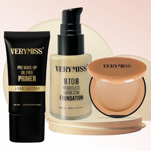 Image of VERYMISS Full Matte All Premium Makeup Kit For Women & Girls I Primer + Foundation + Compact Powder I Gift Set I Vegan (Pack of 3) (Combo 2)