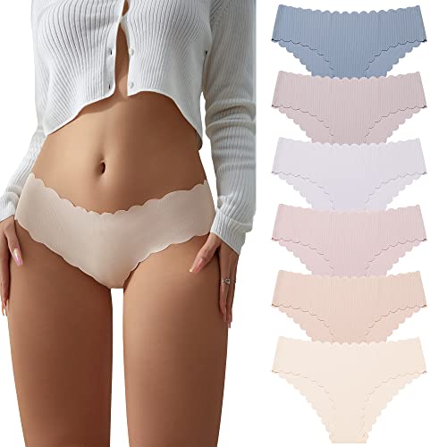 SHARICCA Culottes Femme sans Couture Invisible Extensibles Brésilien Slips Hipster Doux sous-vêtements Anti-Chafing (6 Pack Multicolore 01, S)