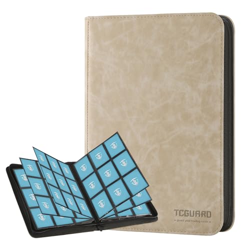 Image of Trading Card Binder, 9 Side Loading Pocket Card Album Hold Up to 540 Cards, Zipper Binder for Cards Collection, TCG Card Holder for Game Card, Sports Card, Yugioh, MTG etc.(Beige 9)