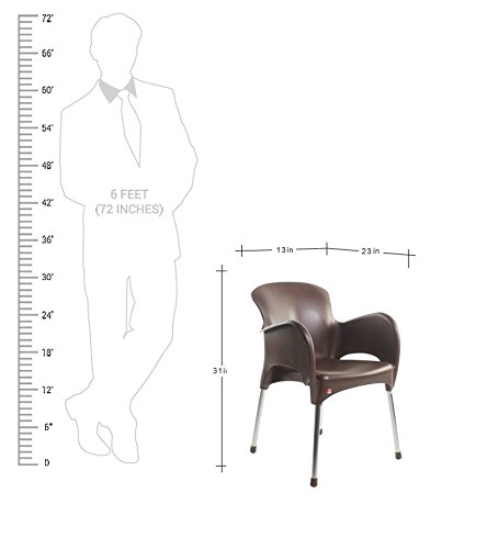 Image of CELLO Xylo Chair - Ice Brown | Strong and Durable | Easy to Clean | Chair for Living Room, Bed Room, Kitchen, Office Room, Outdoor | 3 Years Warranty