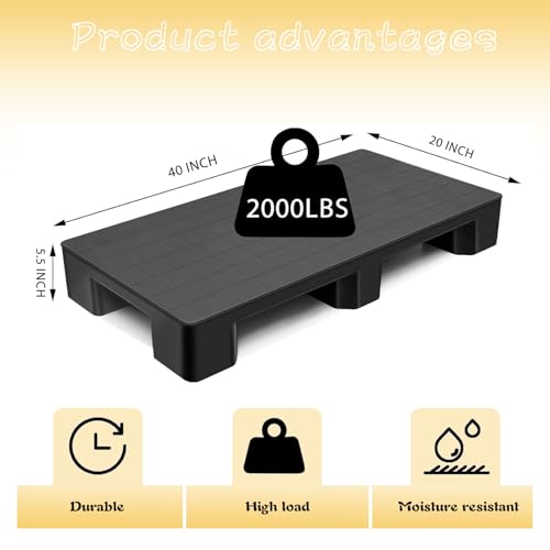 DurabLogistics & Transport Palette en plastique imperméable avec barrière anti-humidité Noir 100 x 80 x 14 cm