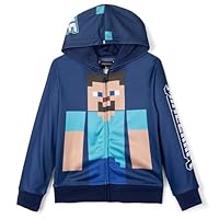 Minecraft Steve Little Boys Fleece Zip Up Athletic Hoodie Navy 6