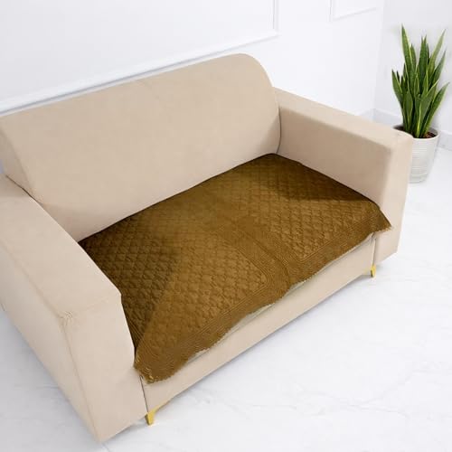 Image of Homerz Premium Petal Charm Sofa Cover | Embossed Floral Pattern | Soft Touch, Anti-Dust & Easy Wash Fabric Cloth, Washable and Durable (Mustard, 2 Seater, Only Seat Cover)
