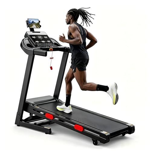 Image of 15% Auto Incline Folding Treadmill, 0.6-12 MPH Speed with 95 Preset Programs, Heart Rate Monitor & Tablet Holder, Heavy Duty Foldable Running Machine for Home Office Workout, Supports Up to 350 LBS