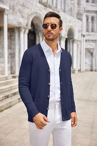 COOFANDY Men's Cardigan Sweater Long Sleeve Casual V Neck Button Down Knitted Sweater with Pockets4