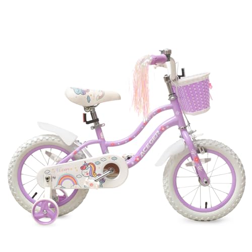 Image of Princess Style Girls Bike with Basket for 2-13 Years Old Kids and Toddlers, 12 14 16 18 Inch Bicycle for Children with Training Wheels and Streamers, 20 Inch with Kickstand, Multiple Colors