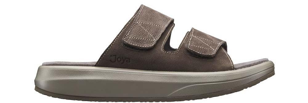 JOYAMax III Men's Leather Slide Sandal With Adjustable Velcro Straps Senso Sole Technology Brown, 42 EU Wide