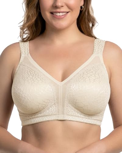 HACI Women's Minimizer Bra Full Coverage Non Padded Wirefree Plus Size for Large Bust Support Seamless(34D, Nude)