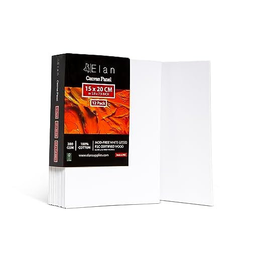 Elan Tela Lienzos para Pintura 15x20, 12-PACK 100% Algodón Lienzos para Pintar Pequeña, Paneles Lienzo para Pintar, Tablilla Entelada, Canvas para Pintar, Tela Lienzo para Pintar, Tela para Pintar