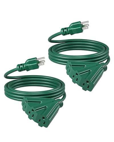 DEWENWILS 10 FT Outdoor Tri-Tap Extension Cord Splitter for Christmas,