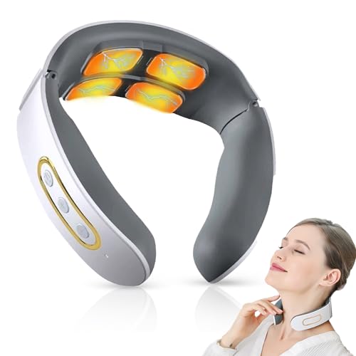 Masseur Cervical de Massage Nuque Chauffant, Masseur de Cou Impulsions Électromagnétiques, Relaxation du Cou pour le Soulagement de la Douleur Masseur Cou avec 6 Modes 9 Intensités