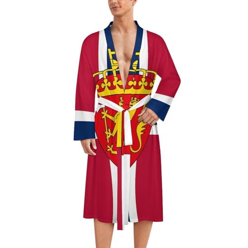 Norway Coat of Arms Flag Novelty Men's Robe Soft Lightweight Bathrobe Long-sleeve Spa Robes
