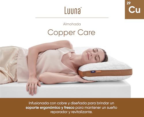 Travesseiro Luuna Copper Care, Memory Foam e Cobre, Firmeza Media, 40 cm x 60 cm