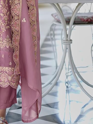 Image of INDO ERA Women's Organza Kurta and Pant with Dupatta Set