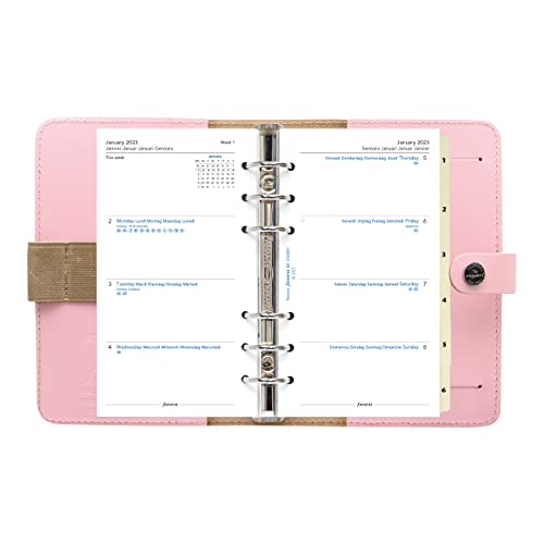 Filofax The Original Organizer, Personal Size, Patent Rose - Leather, Six Rings, Week-To-View Calendar Diary, Multilingual, 2023 (C022595-23) #TOP4