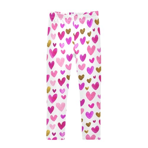 Girls' Athletic Leggings Ankle Length Yoga Dance Pants Kids Teen 4T Love Symbol