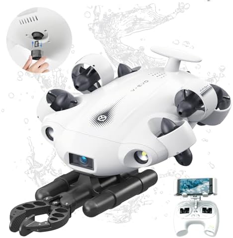【2025 New】FIFISH V-EVO 4K60FPS Underwater Drone with Robotic Arm, with Removable SD Card, QYSEA AI Vision Lock 360° Omnidirectional Movement Underwater ROV with Depth Hold