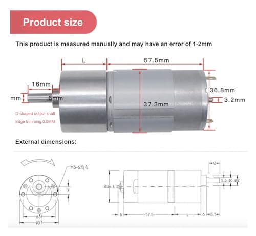 Moteur à engrenages CC JGB37-555 pour automatisme résidentiel - 2