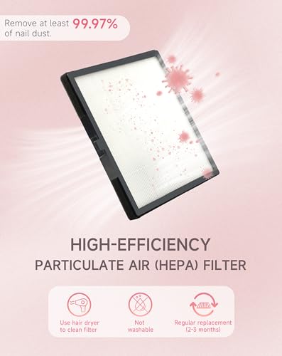 Image of BRANTMAKER Nail Dust Collector with Brush and 2 Reusable Filters (Pink) | Vacuum Dust Fan for Acrylic Nails
