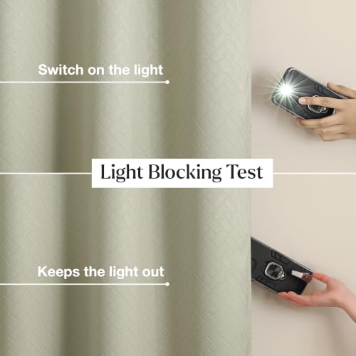 Image of HOMEMONDE 100% True Blackout Curtains 9 Feet Long Door - Set of 2 Curtains| Embossed Design | Light Block Thermal Insulated & Room Darkening Top Style Rod Pocket Curtains (Off White, 108Inch)