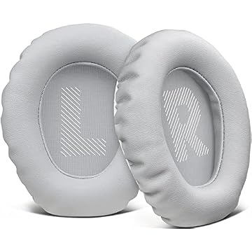 SOULWIT Almofadas de Substituição Profissional para JBL Quantum 100 (Q100) Fones de Ouvido, Quantum 350 (Q350), Almofadas Auriculares com Espuma de Alta Densidade, Couro de Proteico - Cinza