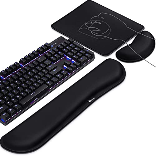Gimars 3Pcs Memory Foam Keyboard Wrist Rest, Mouse Pad Wrist Supp...