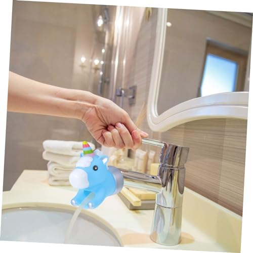 Image of jojofuny 1Pc Unicorn Faucet Extender for Boy Girl Cartoon Water Guide for Easy Hand Washing Fits Bathroom Faucets Portable Design for Toddlers Cute Blue Unicorn Theme