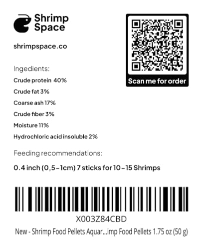 Shrimp Food Pellets Aquarium Shrimp Food, Freshwater Shrimp Supplies, Neocaridina Shrimp Food Pellets 1.75 oz (50 g) (Protein)