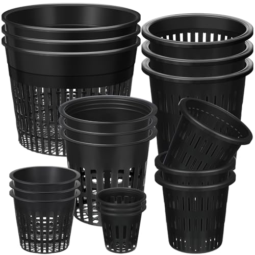 SiliFine 18 Pcs Orchid Pots Variety Size 2.3/3.3/3.9/4.3/4.9/6.1 Inch Black