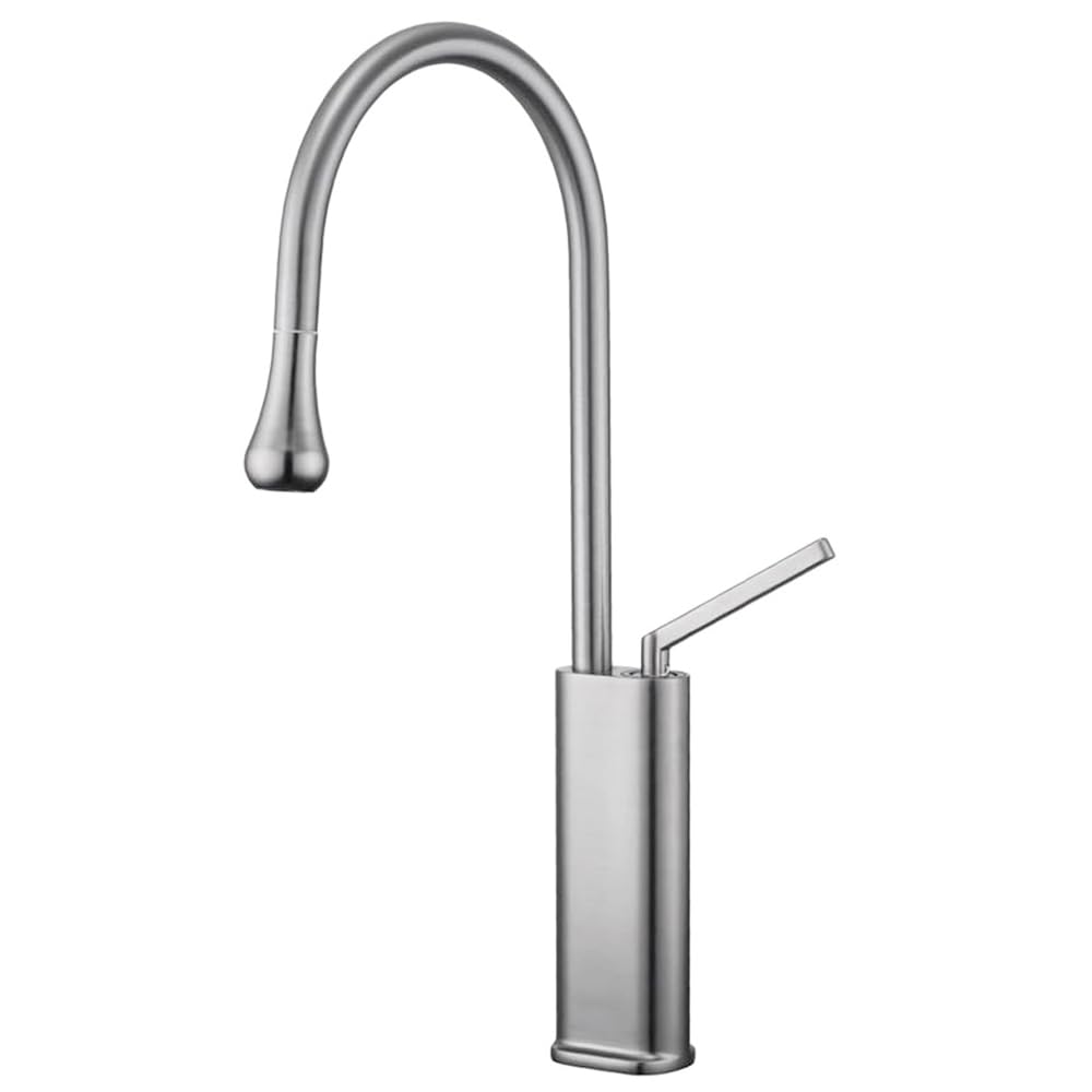 FCXWEVR High Arc Pull Out Kitchen & Bathroom Sink Mixer Tap Brushed Nickel Single Lever Vessel Faucet with Spray Head Tall Drop Style Vanity Tap for Easy Cleaning