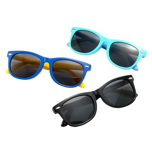 Image of FANNYGO 3 Pack Kids Sunglasses for Boys Girls Kid children's Polarized Sunglasses Age 3-10