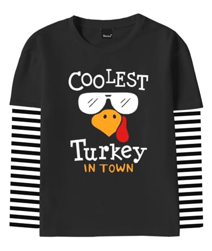 Image of Remimi Unisex Kids Christmas Long Sleeve Shirt Xmas Print Stripe Shirts 2-12 Years