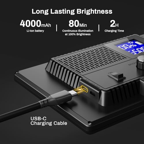 RALENO 116 LED Kamera Video Licht, 12W 600Lux Videoleuchte mit Mini-Stativ und Eingebauter 4000mAh Akku CRI95+ 2500-6500K, USB Videolicht für YouTube TikTok Zoom Fotografie Konferenzen Live-Streaming