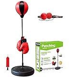 TOCO FREIDO Speed Punching Bag with Boxing Reflex Ball for Kids, Adjustable Punching Bag Set with Stand, Boxing Gloves, Pump, Reflex Ball, Great for Great Exercise & Fun Activity for Kids