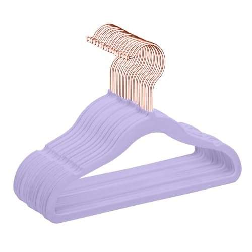 Image of MIZGI Baby Velvet Hangers,Non-Slip Kids & Toddler Hangers,11.8 Inch Hangers for Baby Clothes,Pack of 50(Light Purple)