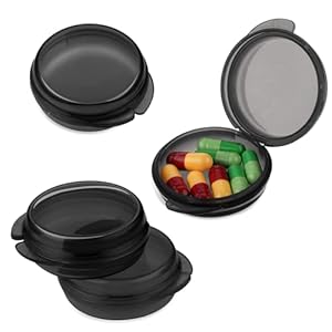 4 stuks mini pillenorganisator, kleine pillendoos, schattige draagbare pillenetui voor portemonnee, reisopslag, containers, oordopjes, medicijndispenser, vitaminehouder (4 zwart)