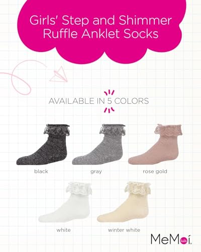 MeMoi Girls' Step and Shimmer Ruffle Anklet Socks2