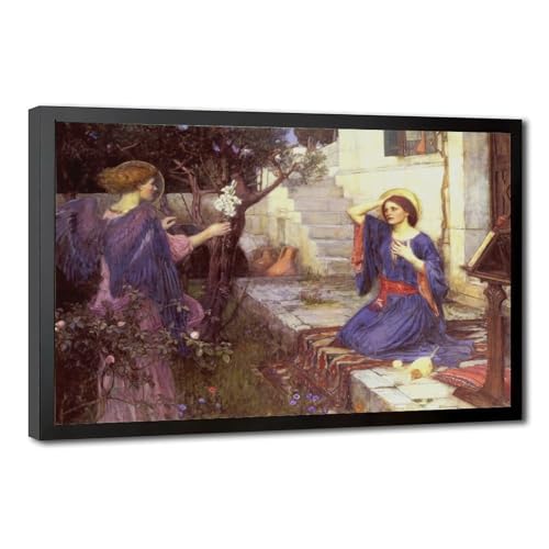 Toile John William Waterhouse The Annunciation, cadre à suspendre pour décoration murale 30x45