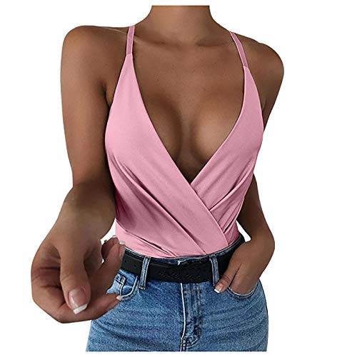 Preisvergleich Produktbild Damen V-Ausschnitt Ärmellose Sling Weste Einfarbig Sexy Tank Tops