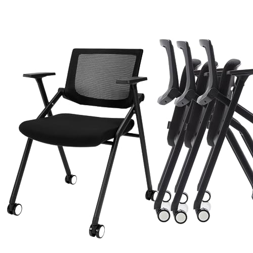 12 Pack Stackable Conference Room Chairs with Wheels and Paddle,